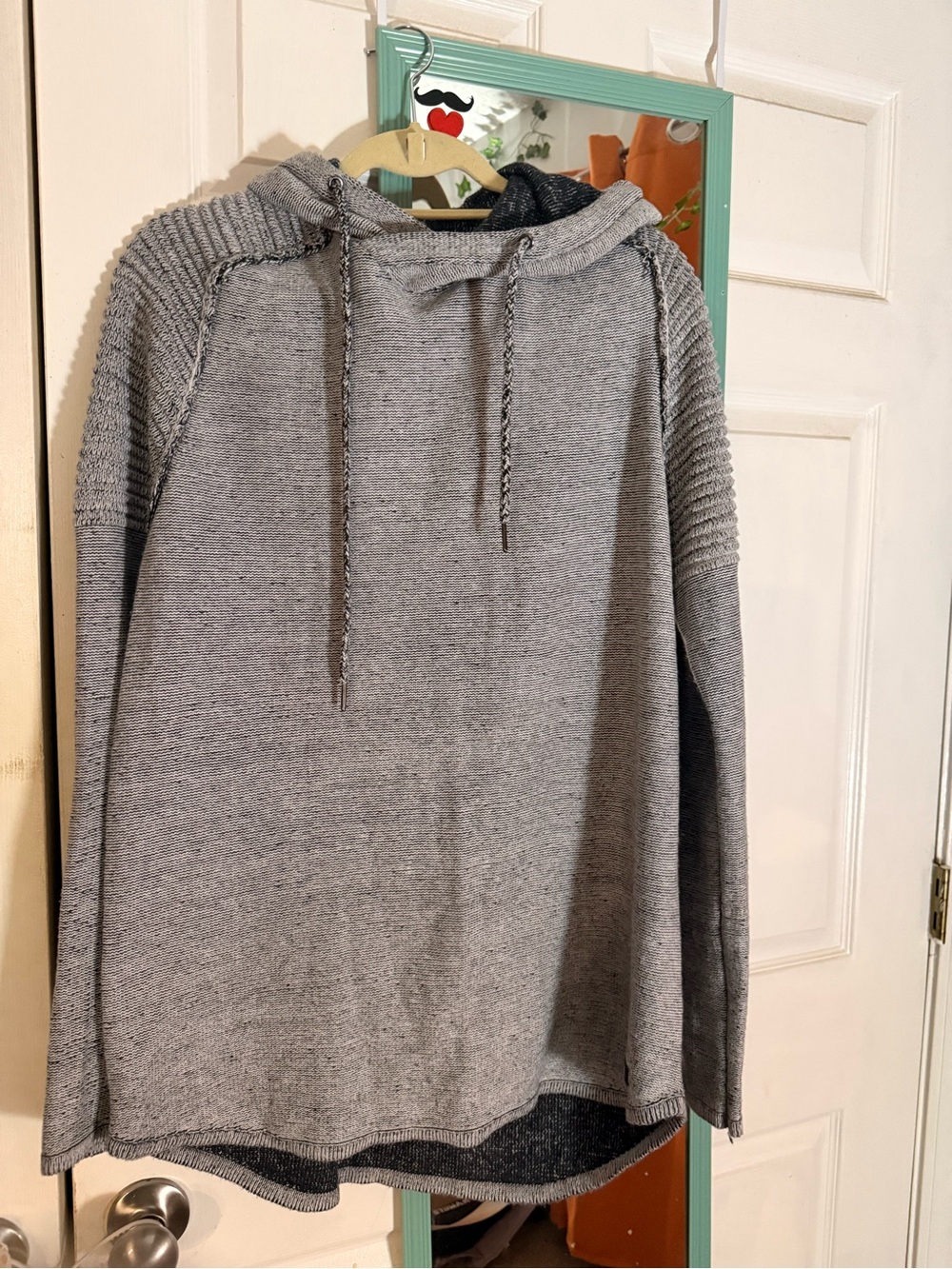 Men's Heather Gray Crewneck Hoodie Sweater - Casual Pullover